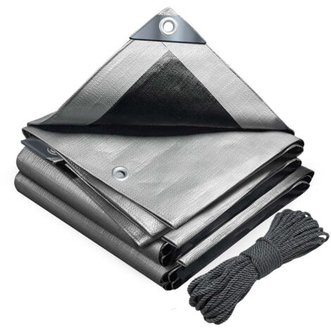 VOUNOT 6x8m Tarpaulin Heavy Duty 180 g/m² Waterproof Tarp Grey