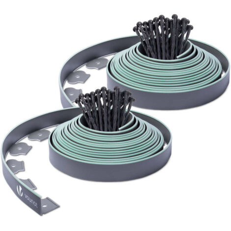 VOUNOT 20m Flexible Lawn Edging with Green Outline Edge, Grey