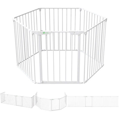 VOUNOT 6 Panel Safety Barrier Fireplace Protection Metal Fire Guard Gate, White
