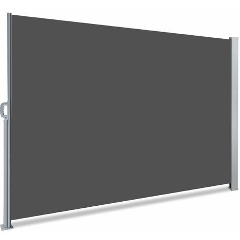VOUNOT 1.6 x 3 m Side Awning Retractable, Privacy Screen for Patio, Garden, Balcony, Terrace, Grey