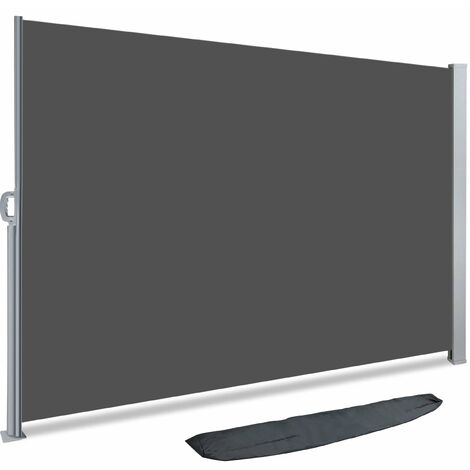 VOUNOT 1.4 x 3 m Side Awning Retractable, Privacy Screen for Patio, Garden, Balcony, Terrace, Grey
