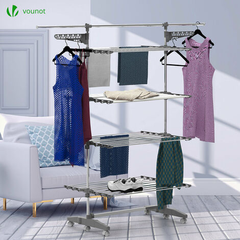 White Large Expandable and Folding Wing Drying Rack