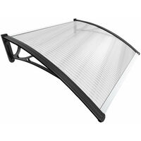 VOUNOT 100x80cm Front Door Canopy Porch Outdoor Awning, Patio Rain Shelter, Black