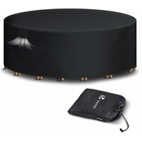 VOUNOT Garden Furniture Covers Ø190x73cm Waterproof Patio Set Cover Black