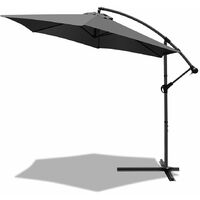 VOUNOT 3m Cantilever Garden Parasol, Banana Patio Umbrella with Crank Handle and Tilt, Grey