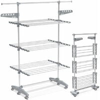VOUNOT Large 3 Tier Clothes Airer, Laundry Drying Rack Foldable Stainless Steel Clothes Horse