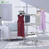 VOUNOT Large 3 Tier Clothes Airer, Laundry Drying Rack Foldable Stainless Steel Clothes Horse