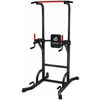 VOUNOT Power Tower with Backrest, Dip Station Pull Up Bar for Home Gym Strength Training, Workout Equipmen, Black