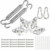 VOUNOT Sun Shade Sail Fixing Kit, 24 pcs Heavy Duty Stainless Steel Hardware Set for Triangle Square Rectangle Sail Canopy Installation