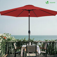 VOUNOT 2.7m Garden Parasol, Sunshade Patio Outdoor Tilting Umbrella with Crank Hanlde and Cover, Red
