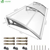 VOUNOT 200x80cm Front Door Canopy Porch Outdoor Awning, Patio Rain Shelter