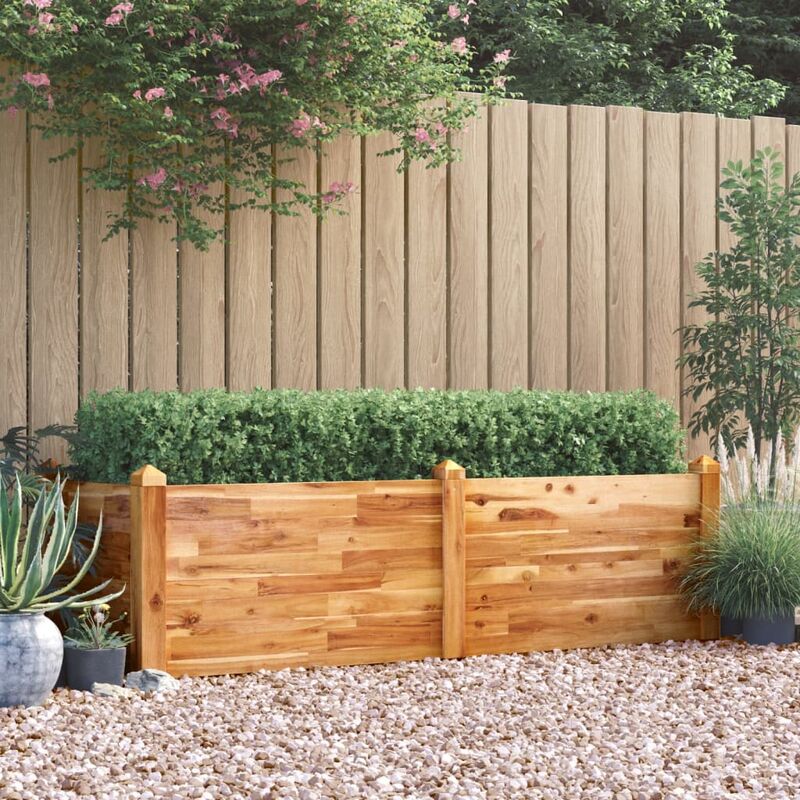 Homemiyn - Fioriera rialzata da giardino 160x60x44cm legno Massello Acacia - Marrone