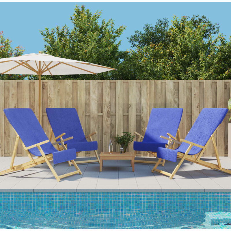 Asciugamani da Spiaggia 4pz Blu Reale 60x135 cm Tessuto 400 GSM