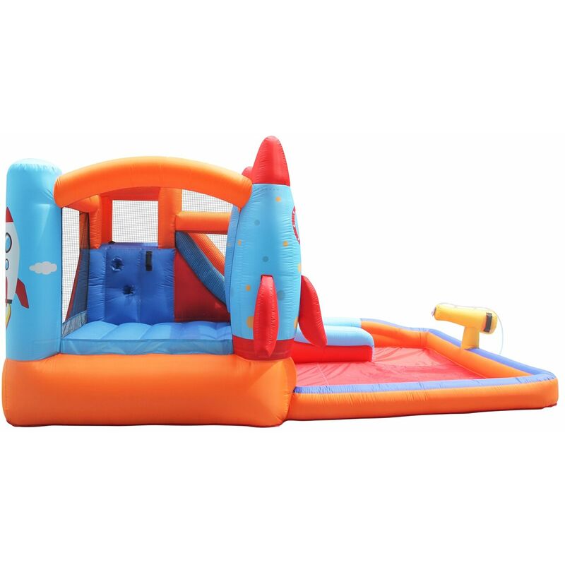 Castello gonfiabile per 3 bambini Parco giochi gonfiabile con acquascivolo  per piscina 370x260x185cm Carico massimo 90KG