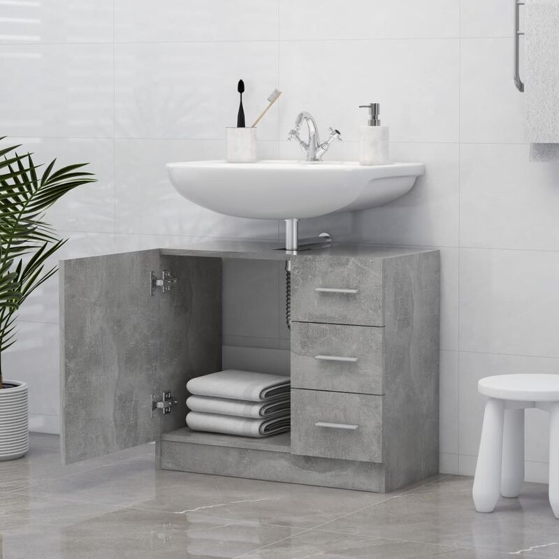 EASYCOMFORT Mobiletto Bagno a 2 Cassetti in Truciolato con Lavabo