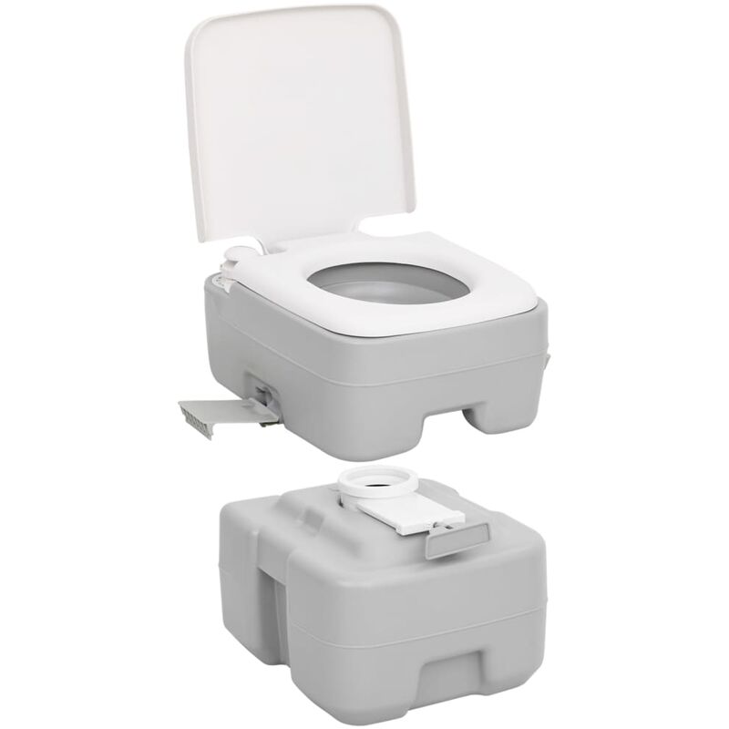 vidaXL Set WC Portatile da Campeggio 10+10L Lavandino 20L Grigio