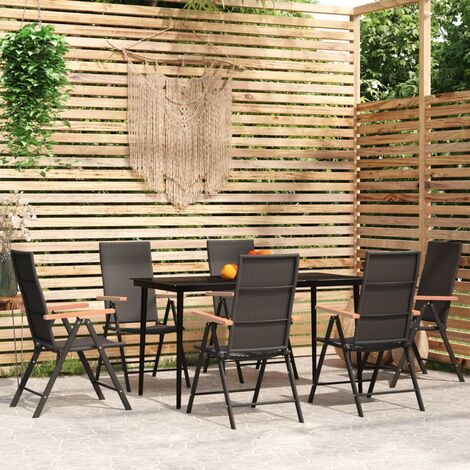 YOUTHUP Set Mobili da Pranzo per Giardino 7 pz Nero