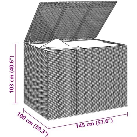 YOUTHUP Contenitore da Giardino in Rattan PE 145x100x103 cm Grigio