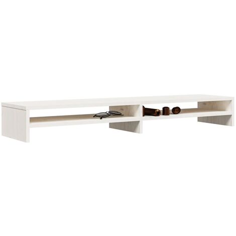 YOUTHUP Supporto per Monitor Bianco 100x24x13 cm Legno Massello di Pino