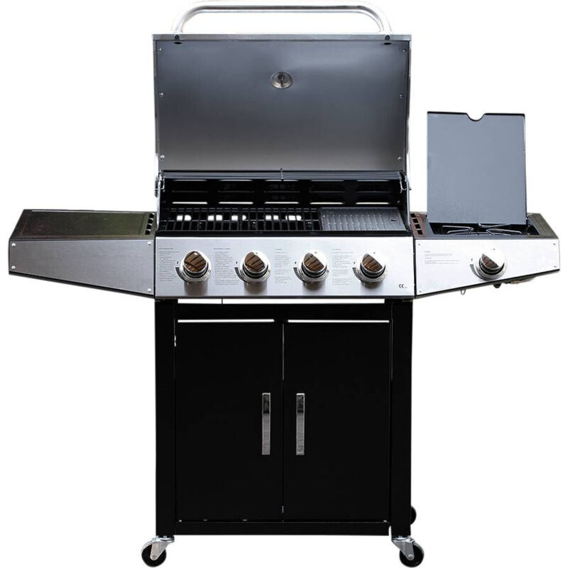 Barbecue A Gas 5 Fuochi Festa 5 - 12,9 KW, Bruciatore Laterale, Griglie In Acciaio, Piastra In Ghisa - Foto 4