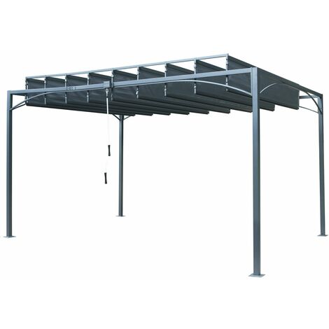 Outsunny Gazebo Pergola Giardino e Esterno e in Metallo e Poliestere Beige,  Pergola 3x2.85x2.82m