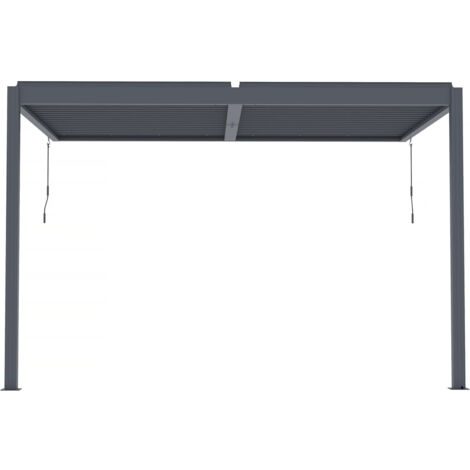 Pergola bioclimatica addossata "Windsor" con led - 3 x 4 m - Antracite