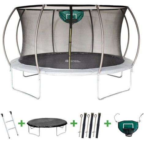 Trampolino con rete interna e canestro "jumper" Ø4,25 m - Grigio