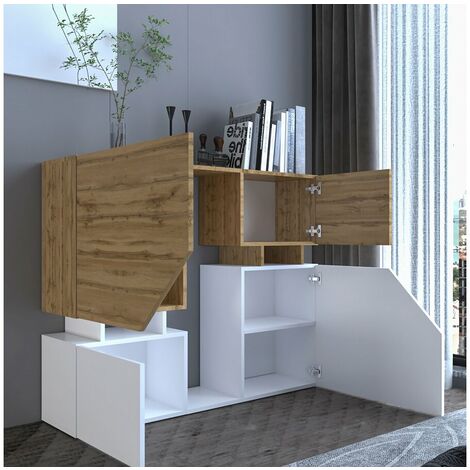 Armoire à Chaussures En Bois Manufacturé Avec 4 Tiroirs Et étagères Réglables, Gris - Rangement Ouvert L 100 X L 35 X H 105 Cm