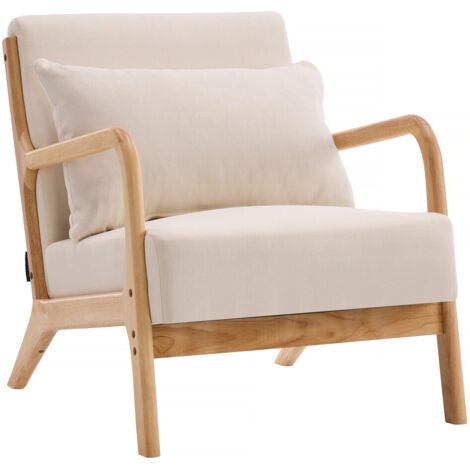 Poltrona in legno stile scandinavo "Clinton" - Beige