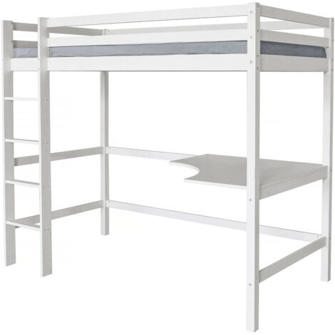 Letto per bambini a soppalco con scrivania "Angéla" 90 x 190 cm - Bianco