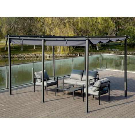 Pergola con tetto retrattile - 3 x 4 m - grigio antracite