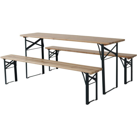 Tavolo da giardino pieghevole da brasserie con 2 panche "Lisbon" - 176 x 46 x 75 cm - Marrone (1/5)