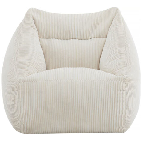 Pouf in velluto a coste "Medellin" - Beige - 85 x 85 x 72 cm