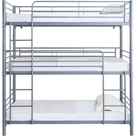 Letto a castello triplo in metallo "HAVIN" - 90 x 190 cm - Grigio