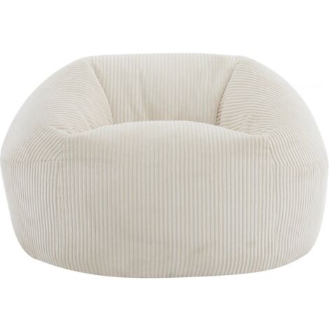 Pouf in velluto a coste "Cusco" - 80 x 74 x 49 cm - Beige