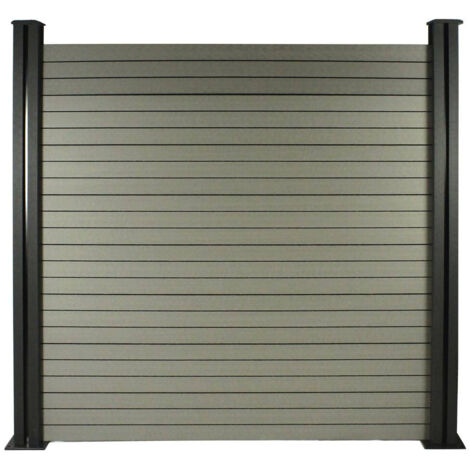 Set di 6 listelli per recinzione compositi + profilo di finitura composito - 1,60m - Grigio