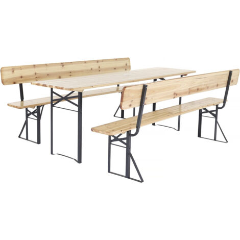 Set brasserie in legno "Lisbon" con schienale - 220 cm - Marrone (1/5)
