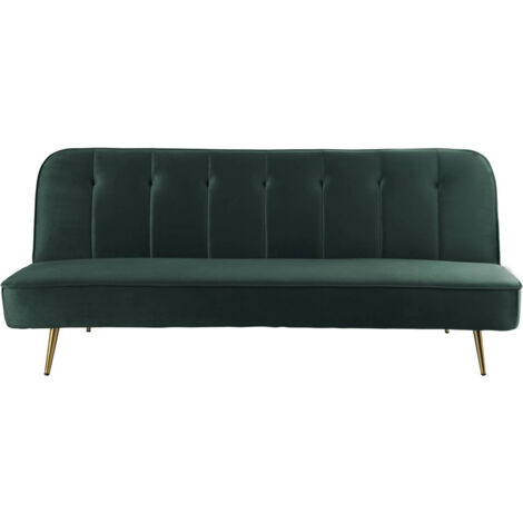 Divano Clic Clac in velluto "James" - 180 x 83 x 75 cm - 3 posti a sedere - Verde scuro