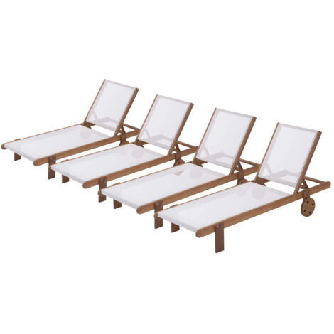Sdraio in legno esotico "Saïgon" - Maple - Ecru - Set di 4