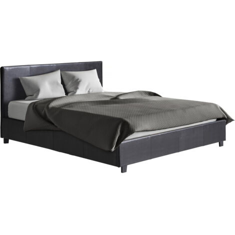 Letto doppio con contenitore "Carla" - Nero - 140 x 190 cm (1/5)