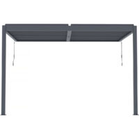 Pergola bioclimatica addossata "Windsor" con led - 3 x 4 m - Antracite