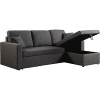Divano ad angolo convertibile "Alain" - Grigio - 221 x 145 x 85 cm - 3 posti - Grigio