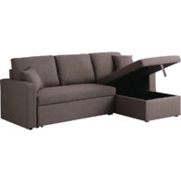 Divano ad angolo trasformabile con contenitore "Alain" - 221 x 145 x 85 cm - 3 posti a sedere - Taupe