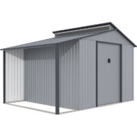Capanno da giardino in metallo con pergola "Madras" - 9,12 m² - Grigio