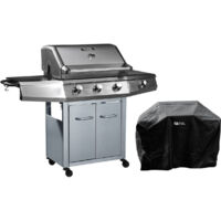 Barbecue a Gas "Bingo 4" - 4 piastre di cui 1 laterale - 14kW + Fodera di protezione- Argento