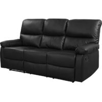 Divano reclinabile "Lincoln" - 197 x 89 x 103 cm - 3 posti - Nero