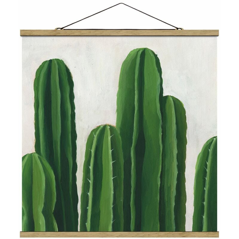 Tableau en tissu avec baguettes de suspension - Cactus With Bible
