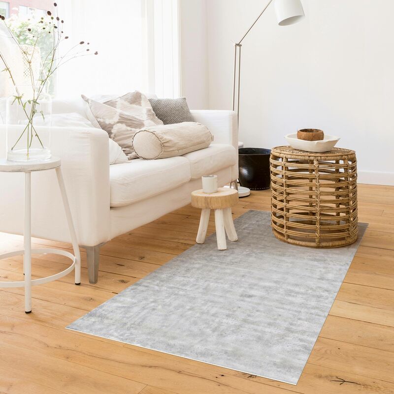 Tapis tissé main laine et jute uni plat pour salon Cobble