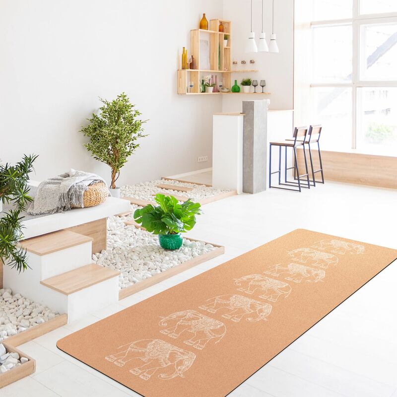 Tapis yoga liège éléphants + sac