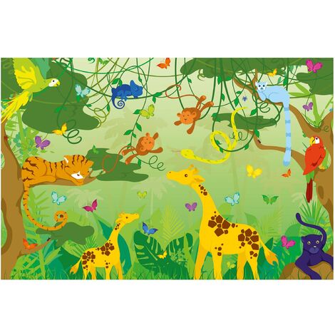 Papier Peint Intisse Jeu De Jungle Peinture Murale Grand Dimension Hxl 190cm X 2cm